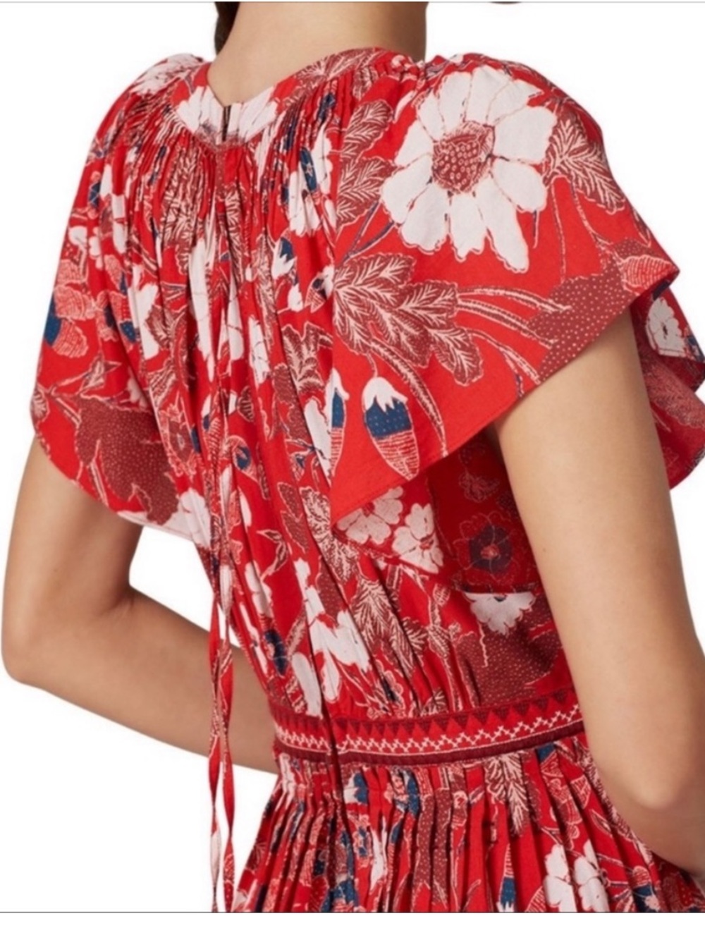Ulla Johnson Lottie Floral Cotton Voile Midi Dress Red Size 4 - Picture 5 of 16